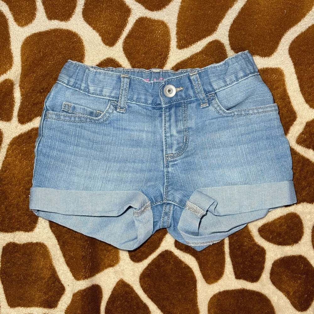 The Children's Place Girls Blue Roll Cuff Denim Shortie Jean Shorts Size 5